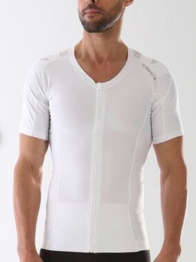Alignmed XL Posture Corrector Compression Zip Shirt White